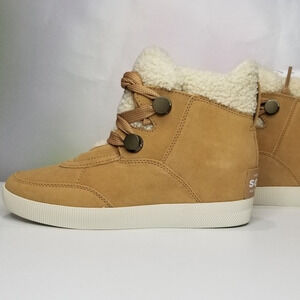 Sorel Women's ONA Cozy Wedge Booties Size 9.5 Tawny Buff/Sea Salt 2048681 NWT